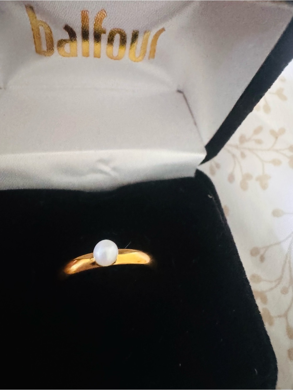 Gold Pearl Stackable Ring - Picture 4 of 7